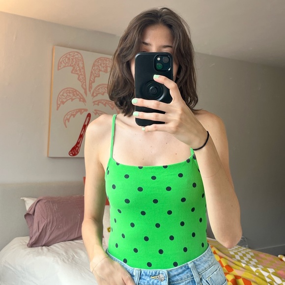 Green Cotton On polka dot bodysuit - Picture 1 of 2